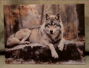 Piękny obraz myśliwski WILK Canis Lupus. Polowanie. 30x40cm. Nowy