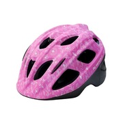 Kask rowerowy dziecięcy VIA SHINY różowy z białymi kwiatkami