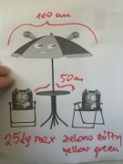 Zestaw mebli do zabawy ogrodu dla dzieci parasol stolik 2 krzesła pszczoła