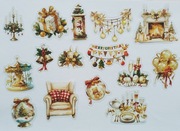 15 szt. naklejek złote żółte ozdoby świąteczne scrapbooking