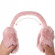 Nauszniki zimowe damskie – różowe pluszowe mufki na uszy (1 para)
