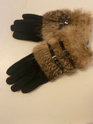 Piękne skórzane, zamszowe rękawiczki, rozmiar XS,S