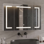 Biała szafka łazienkowa z lustrem 100x60cm z LED i gniazdkiem
