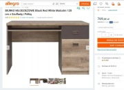 BIURKO Black Red White Malcolm 120 cm z Szufladą i Półką