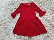 Świąteczna czerwona bordowa sukienka 128 f&f koronkowa 