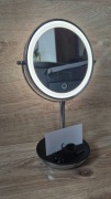 Lustro LED powiększające do makijażu dwustronne, 17 cm, obrotowe, stojące