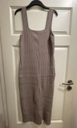 Sukienka midi H&M prążkowana taupe dopasowana minimalistyczna XL