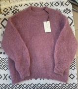 Sweterek wrzosowy oversize 80% super kid moher italy