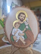 Obraz malowany ręcznie na drewnie sw.Józef 