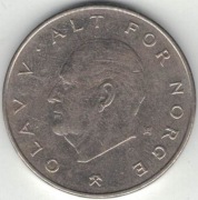 Norwegia 1 korona krone 1982 - 25 mm - nr 1