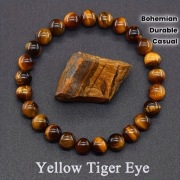 Bransoletka z tygrysiego oka żółto-brązowe 8 mm | unisex