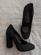 Czarne zamszowe skórzane buty na obcasie Nine West 7W ok. 37,5 37 38