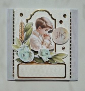 Ręcznie Robiona Kartka Pierwsza Komunia Święta Chłopiec Boho Złoto 3D