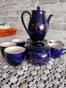 Sygnowany Porcelanowo - Kabaltowy serwis kawowy 