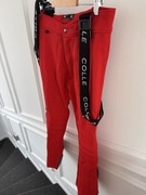 Oryginalne spodnie narciarskie Colle Fusalp czerwone szelki unisex roz M