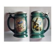 kolekcjonerski kufel ceramiczny z pokrywką vintage  rękodzieło kościerzyna