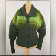 Rękodzieło.Kardigan, Druty i szydełko, autorski projekt/merino Rozmiar40/42