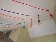 Lampa wisząca, kolorowe sznury i oprawki + żarówki retro