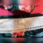 Bikini kwiaty czerwone kostium falbanki L