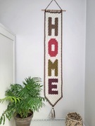 Makatka “HOME” Rękodieło Ozdoba Prezent Plakat Obraz Makrama Handmade
