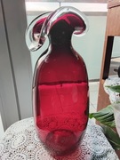 Wyprzedaż Szklany wazon rubinowe szkło Tarnowiec Słuczan Orkusz