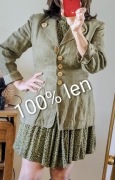 Lniany żakiet, marynarka, kurtka vintage, retro khaki 