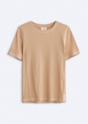 Diverse Bawełniana koszulka T-shirt z ozdobnymi szwami Beżowa rozmiar XL