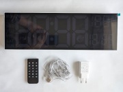 Cyfrowy zegar ścienny PH-01, 39 x 13 x 3 cm, LED RGB, Temperatura, Pilot