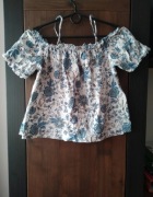 Piękny top floral top H&M XS hiszpanka kwiatowa bluzka z krótkim rękawem XS