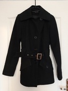 VILA wełniany czarny płaszczyk  trencz XS 