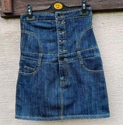 Red Pepper, dżinsowa spódnica, guziki, wysoki stan, bawełna 34/36