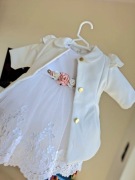 Zestaw na chrzest komplet dla dziewczynki sukienka płaszczyk 62 68 