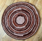 Dywanik okrągły beż-brąz-cynamon śr.102 cm handmade 55zł