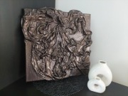 Obraz 44x44 fabric art gips metallic miedź brąz