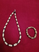 Naszyjnik z koralików drewnianych i bransoletka. Handmade.