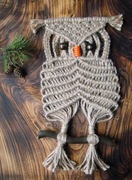 Sowa ze sznurka jutowego makrama zawieszka