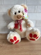 Biały pluszowy miś z szalikiem, ok. 25 cm, NOWY z metką