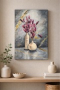 Nowoczesny obraz ręcznie malowany do salonu na prezent ,kwiaty dla mamy