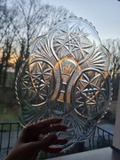 Patera owalna taca ametystowa szklany kryształowy hortensja/ząbkowice prl