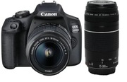 Canon EOS 2000D czarny + EF-S 18-55mm IS II + EF 75-300mm III