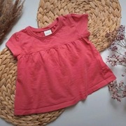 Next bluzka koszulka t-shirt różowy malinowy 74 80 krótki rękaw