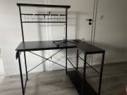 Biurko Narożne Gamingowe/Biurowe Bestier – Loft, LED, Gniazdka
