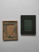 Zestaw 2 ramek – drewniana boho + zielona zamszowa ze szkłem