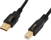 Amazon Basics Kabel USB-A na USB-B 2.0, pozłacane złącza, 3 m, czarny 