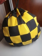 Pokrowiec worek na kask narciarski xl podwójny bawełna czarny żółty krata