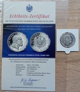 Oldenburg Friedrich 2 Marki 1891  - REPLIKA   Ag 333/1000