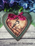 Ozdobne serce vintage shabby chic decoupage farmhouse sikorka