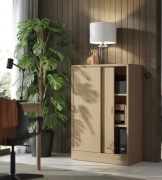 Szafka komoda vintage drewniana okl. dębowa drzwi przesuwne 