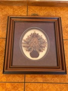 Śliczny duży obraz suszone kwiaty drewniana rama 