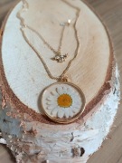 Naszyjnik na prezent żywe kwiaty stokrotka 